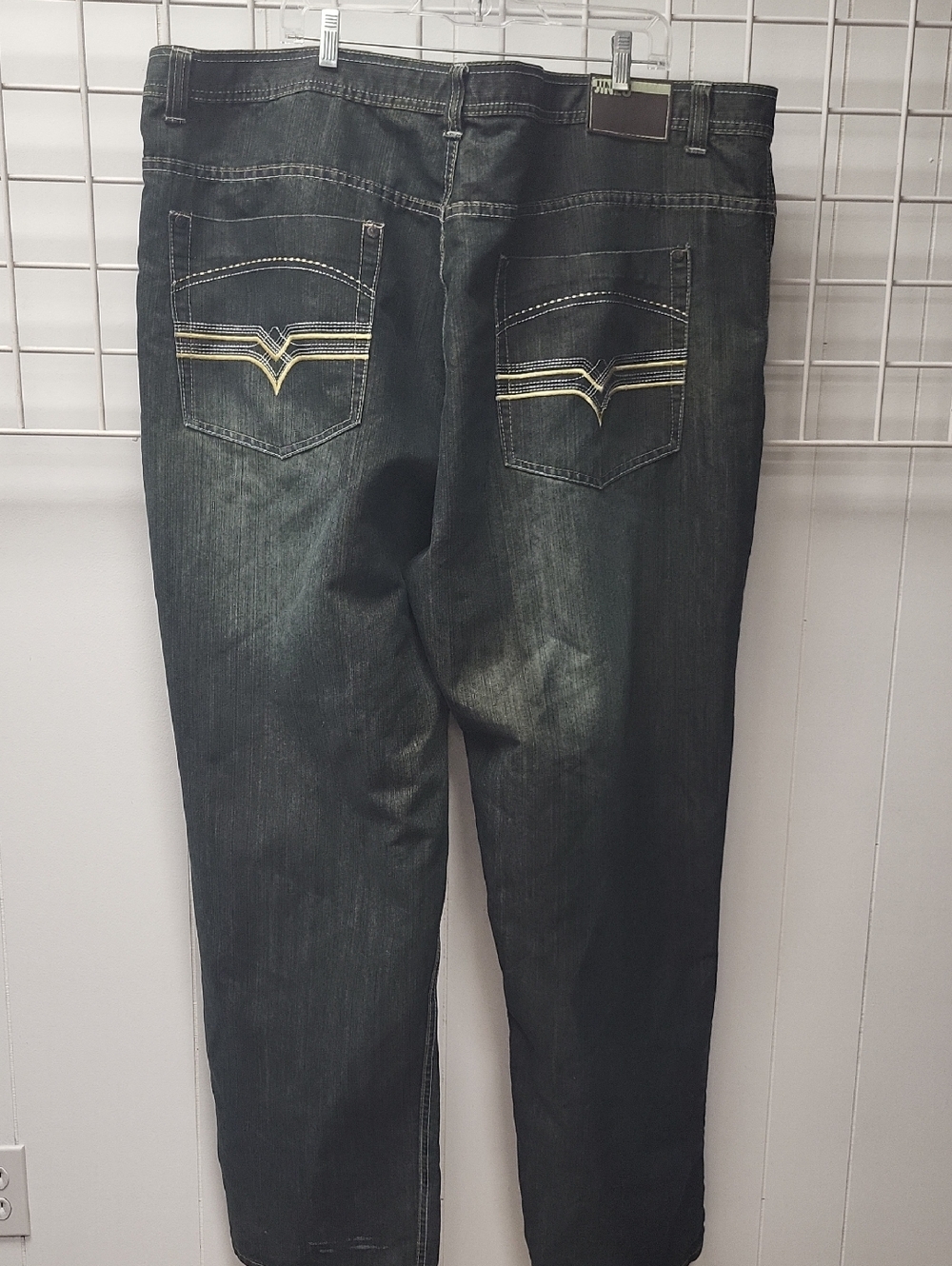 MEN'S JINZU Jeans with Yellow Embroidered Pockets, 50X34